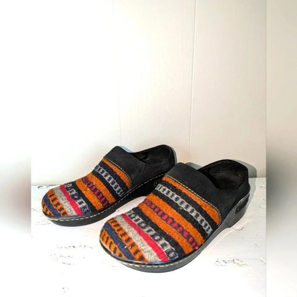 Born Multicolor Clog size 7 Aztec Fall Leather Wool Stripes Black Orange - Picture 1 of 6